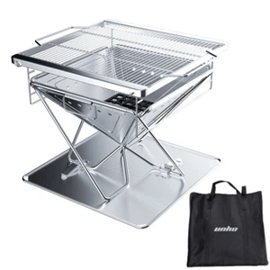 3-in-1 Portable Stainless Steel Wood Burning Grill and Fire Pit w/ Carrying Bag - Picture 1 of 17