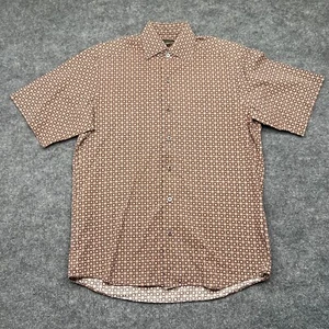 Ermenegildo Zegna Polo Shirt Mens Size Medium Geometric Short Sleeve Button Down - Picture 1 of 7