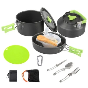16-Piece Camping Cooking Set, Portable Stove & Aluminum Pot Pan Outdoor Cookware - Picture 1 of 12