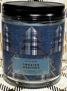 Retired Bath And & Body Works Single Wick Mason Candle Christmas Sweater Weather - Picture 1 of 4