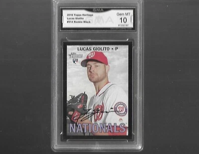 2016 Topps Heritage High Number #514 Lucas Giolito RC GMA 10 BLACK Gem Mint RC - Image 1 of 2