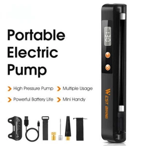 Electric Bicycle Pump Bike Motorcycle Ball Tyre Inflator 1500mAh 130PSI w/ Gauge - Picture 1 of 12