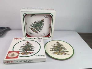 Spode England Christmas Tree Cheese Set, Trivot And Tidbit Tray - Picture 1 of 3