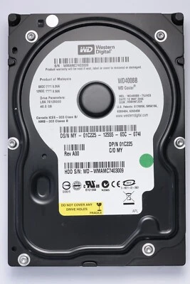 WD Caviar 40GB IDE Desktop Hard Drive Model WD400BB-75JHC0 P/N WD400BB-75JHC0 - Image 1 of 2