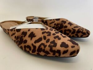 Banana Republic Factory Womens 7 Mule Slide Flat Shoes Cheetah Print