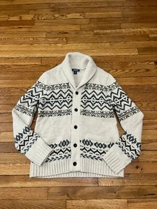 Lands' End Wool Alpaca Blend Cardigan Sweater Men's Size Medium Nordic Grandpa - Picture 1 of 4