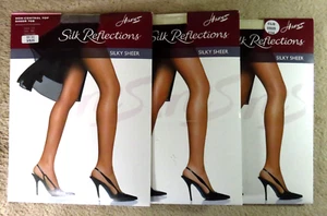 Lot Of 3 - HANES SILK REFLECTIONS Silky Sheer Panty Hose / Sz AB / Lot #300 - Picture 1 of 6