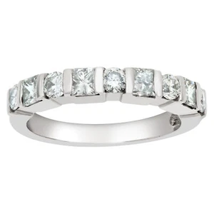 Alianza y anillo de eternidad de platino semi diamante de boda. 1,00 cts (color H - Imagen 1 de 11