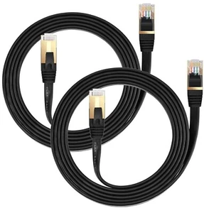 2 Stück 0,5m Cat7 LAN Kabel 10 Gbit/s Flach für Router Modem PS4 Switch - Bild 1 von 5