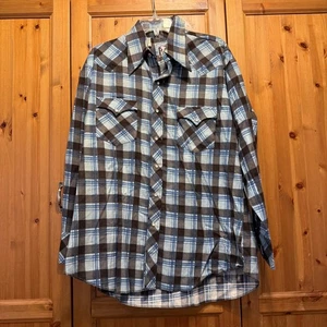 Karman Para Hombre Franela Occidental con Broches de Perla Talla 17 Azul/Gris - Imagen 1 de 4