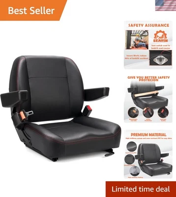 Durable Faux Leather Seat for Forklifts and Tractors - Water-Resistant Design - Image 1 of 4