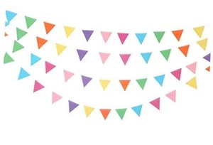 26 Feet Multicolor Triangle Flag Paper Bunting Banner Pennant Banners for - Picture 1 of 7