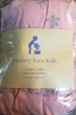 NUEVO Forro de canasta floral rosa Pottery Barn Kids MEDIANO 10x10x10 con volantes Foto 1 de 3