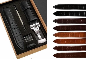 Replacement watch band, leather, 24mm to 18mm,Deployment Deployment Clasp Buckle - Picture 1 of 14