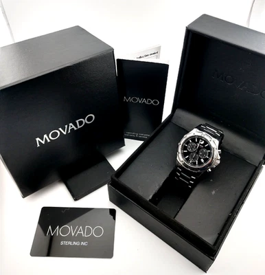 Movado Men's Series 800 Chronograph Watch ~ SS W/Black Dial, Model #14.1.14.1060 - image 1 of 4