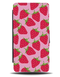 Erdbeermuster Flip Wallet Case Erdbeeren Rosa Beeren Feldfrucht C282  - Bild 1 von 3