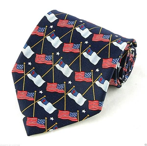 Men's Religious Flag Neck Tie Christian American Flag Patriotic Blue Necktie - Picture 1 of 4