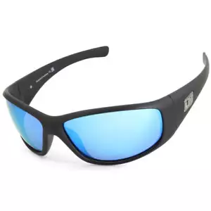 Dirty Dog Wolf Matte Black/Ice Blue Mirror Polarised Men's Sunglasses 53514 - Picture 1 of 4
