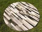 Cowhide Patchwork Rug Round Gray Stripes Western Grey Area Rugs 48