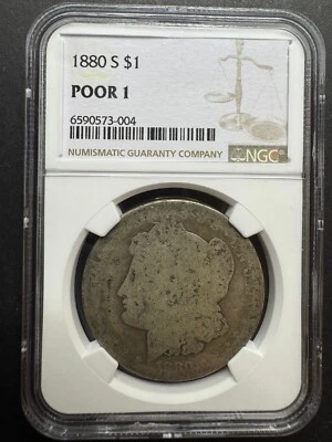 1880 S Morgan $1 NGC PO01 Lowball Rare 90% Silver Dollar Early US Collector Coin - Image 1 of 4