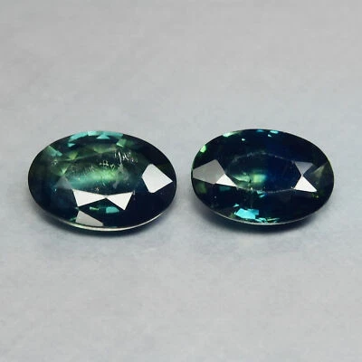 1.23 Cts 2 Pcs Australian Parti Sapphire Blue Green Unheated Natural Gemstone - Image 1 of 3