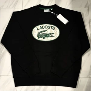 Lacoste Men's Logo Sweatshirt Loose Fit Black Green Beige $145 New - Picture 1 of 3
