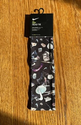 Nike FLY Dri Fit Head Tie Wrap Swoosh Negro Headwrap Gemas Espaciales NUEVO CON ETIQUETAS NUEVO Spandex Foto 1 de 4
