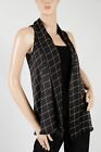 CHADO RALPH RUCCI – Open Front Black Silk Checkered Frayed Blouse Top – Size 8