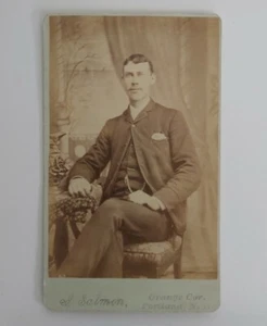 Antique Cabinet Card Photograph Man Sitting on Chair Portland NB - Picture 1 of 3