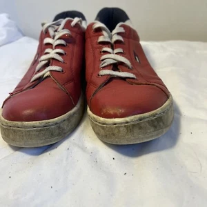 Red Leather Tennis Shoes Size 8.5 Laced - Picture 1 of 7