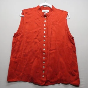 Vintage Jones & Co Size Large Red orange Rust Collared Full Button Front Tops - Picture 1 of 11