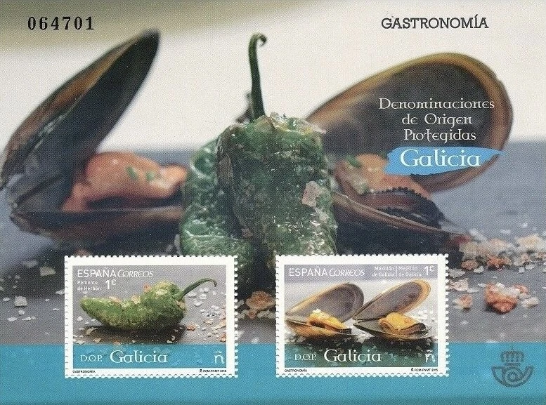 SPAIN 2015. Galician Gastronomy  . Ed# 4994. M/S 2 stamp. NHM - Image 1 of 1