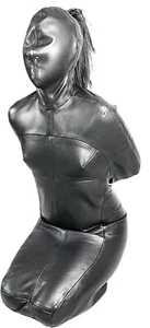 Leather Bondage BDSM Bodysuit Leather Sleep Sack Cosplay costume sensory bondage - Picture 1 of 4