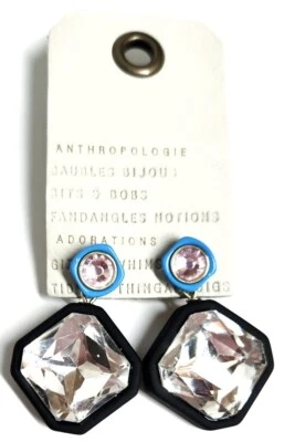 Pendientes colgantes Anthropologie forma mixta chapados en oro negro azul latón nuevos con etiquetas Foto 1 de 4