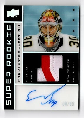 2021-22 Upper Deck Premier Collection Super Rookie Patch Auto Spencer Knight /49 - Image 1 of 2
