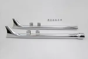 VTwin Chrome 33" Straight Fishtail Exhaust Muffler Set 2017-2022 Harley Touring - Picture 1 of 5