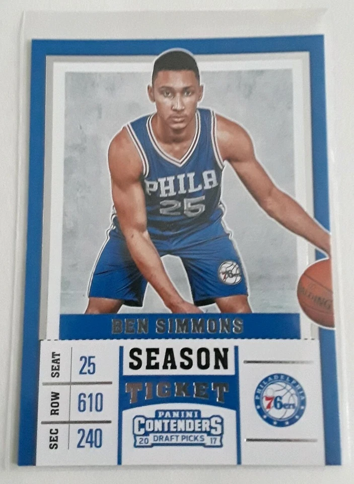 Ben Simmons 2017-18 Panini Contenders Draft Picks RC #3 Blue Jersey Var. 76ers - Image 1 of 1
