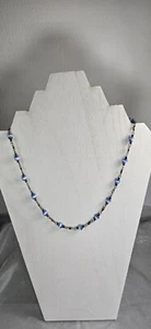 Light Blue Mexican Opal Necklace Silver Tone - Picture 1 of 5