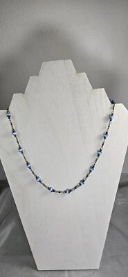 Светло-синий мексиканский опал ожерелье серебристого тона - Изображение 1 из 4