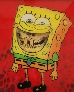 3D RON ENGLISH Spongebob Grin (Squarepants) Handsigniert Popaganda POPART - Picture 1 of 9