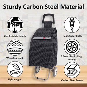 Carrito de compras plegable plegable grande de 2 ruedas 50L con bolsillo delantero aislado - Imagen 1 de 9