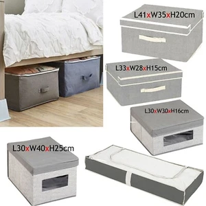 Fabric Storage Drawer Lid Box Folding Ottoman Books Clothes Organizer Under Bed - Picture 1 of 13