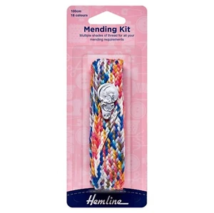 Hemline Mending Thread Kit - 18 Colours (100cm) With Needle & Threader H239 - Picture 1 of 1