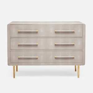 Make Goods Gadner 3-Darwer Dresser Sand Realistic Faux Shagreen 48 x 20 x 34inch - Picture 1 of 9