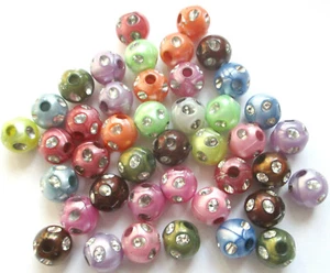 50 Acrylperlen Glitzer mix 10 mm Schmuckdesign Schmuckherstellung Perlen Basteln - Bild 1 von 1