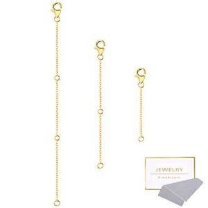 3 Pack 14K Gold Necklace Extender Chain w/ Lobster for Necklaces Bracelet Anklet