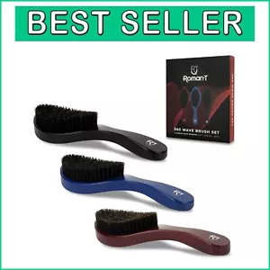 Men's Grooming Essentials: 3 pcs Wooden Wave Brush Set for Perfect 360 Waves - Picture 1 of 9