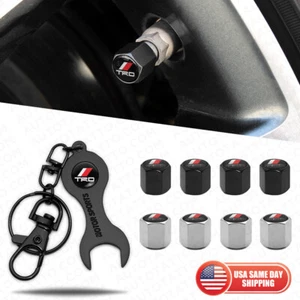 4x Hex TRD Off Road Car Tire Wheel Air Stem Dust Valve Caps Cover + Keychain - Picture 1 of 7