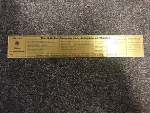 MG J2 Rocker Cover Data Plate Brass - Picture 1 of 2