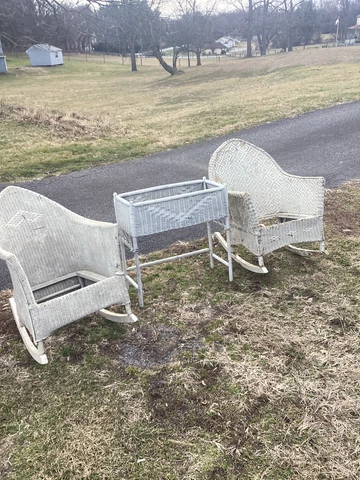 1930s Art Deco Pair of Stick Wicker Rattan Lounge Chairs lot of 2 Victorian Cover